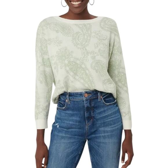 ANN TAYLOR LOFT Paisley Dolman Sleeve Sweater Matcha Latte‎ XSmall - Picture 1 of 9